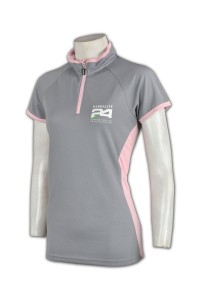 P410 高球女裝polo衫預訂 半胸拉鏈 批發golf polo衫     淺灰色